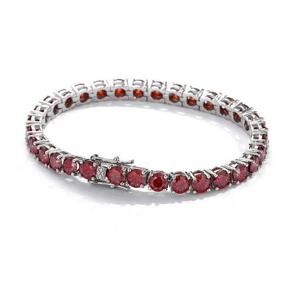 3-6.5mm Moissanite Tennis Bracelets Round Cut D Color VVS1 Clarity Red Diamond Bracelets for Women S925 Sterling Silver Bracelets 5.5-9 inchs Charm Jewelry Gifts