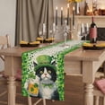 thumbnail image 2 of Table Runners 72 Inches Long Dress Scarves, St. Patrick's Day Farmhouse Kitchen Table Runner, Coffee Tablerunners, Vintage Cute Cat Beer Green Clovers 14x72 Inch, 2 of 9