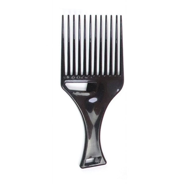 Peine de aceite retro, peine con forma de hombre, peine de dientes grandes, peine con textura en la espalda, peine de inserción de doble cara, peine de dientes anchos