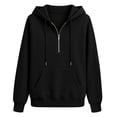 thumbnail image 6 of Womens Raglan Hoodies Half Zip Up Drawstring Long Sleeve Sweatshirts Fall Loose Casual Hooded Sweatshirts with Pocket, L, 6 of 6