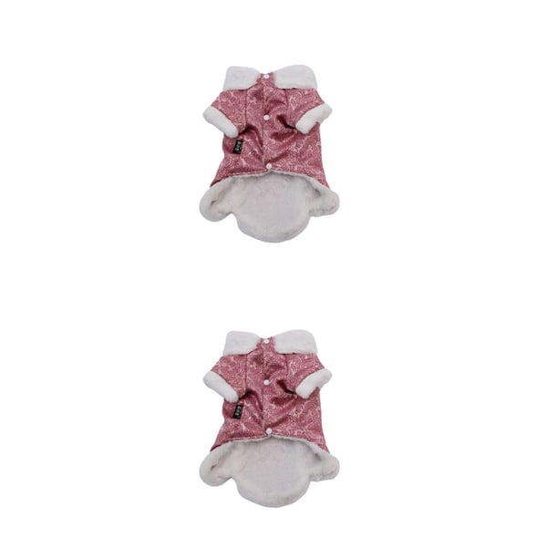 Methold Ropa para mascotas Cálida Mantener Cómodo Estilo chino tradicional Ropa para mascotas Trajes Tang Abrigos Disfraces Otoño Invierno Rosado METRO 2piezas