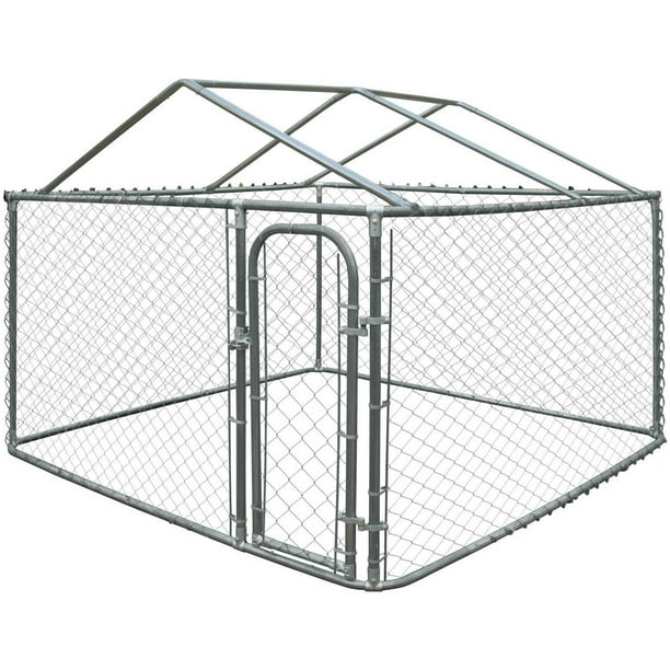 ALEKO Dog Kennel DIY Chain Link Box Kennel With Roof Frame