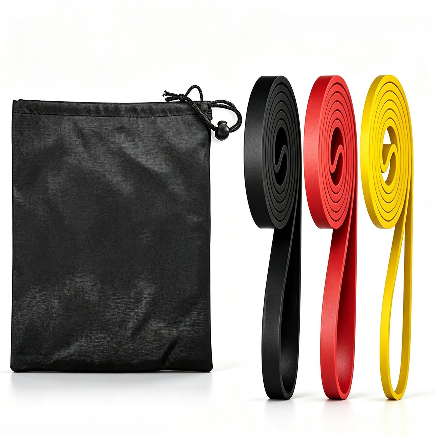 ENTU Set of 3 Heavy Duty Resistance Bands Exercise Loop Bands with Carry Bag 3 Resistance Levels 5–65 lbs for Yoga Pilates Squats Pull-Ups Home Gym