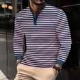 thumbnail image 1 of Blusas y camisas de manga larga con cuello redondo, estilo casual, a la moda, con botones, cuello redondo, color, a rayas, blusa de poliéster para hombre, 1 of 9