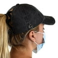 thumbnail image 6 of C.C Ponycap Criss Cross Messy Bun Side Button For Mask Adjustable Baseball Cap, Black, 6 of 6