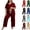 Black, variant on YUANxueke Womens Plus Size Outfits Casual Short Sleeve V Neck Tops and Pants Oversized Summer Vacation Matching Sets 2 Piece Sets Loungewear XL-5XL