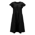 thumbnail image 3 of gakvbuo Summer Dresses For Women 2024 Vacation Trendy Tank Dresses Women's Summer Fashion Casual Round Neck Solid Ruffle Loose Dress, 3 of 7