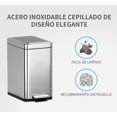 thumbnail image 4 of Basurero con Pedal 3 x 10 L, Acero inoxidable cepillado, Cubo de Basura Rectangularm con Tapa de Cierre Suave, Asa para el Transporte, Cubos interiores, acabado resistente a las huellas dactilares, 4 of 7