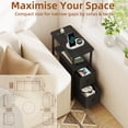 thumbnail image 2 of Eunos Black End Table with Charging Station, Narrow Long Nightstand with Open Shelf and 2 Fabric Drawer, 2 of 8