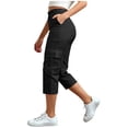 thumbnail image 3 of JSKUMAR Baggy Cargo Capri Pant for Women Casual High Waist Lightweight Hiking Streetwear Outfits with Multi Pockets Black001|XL, 3 of 7