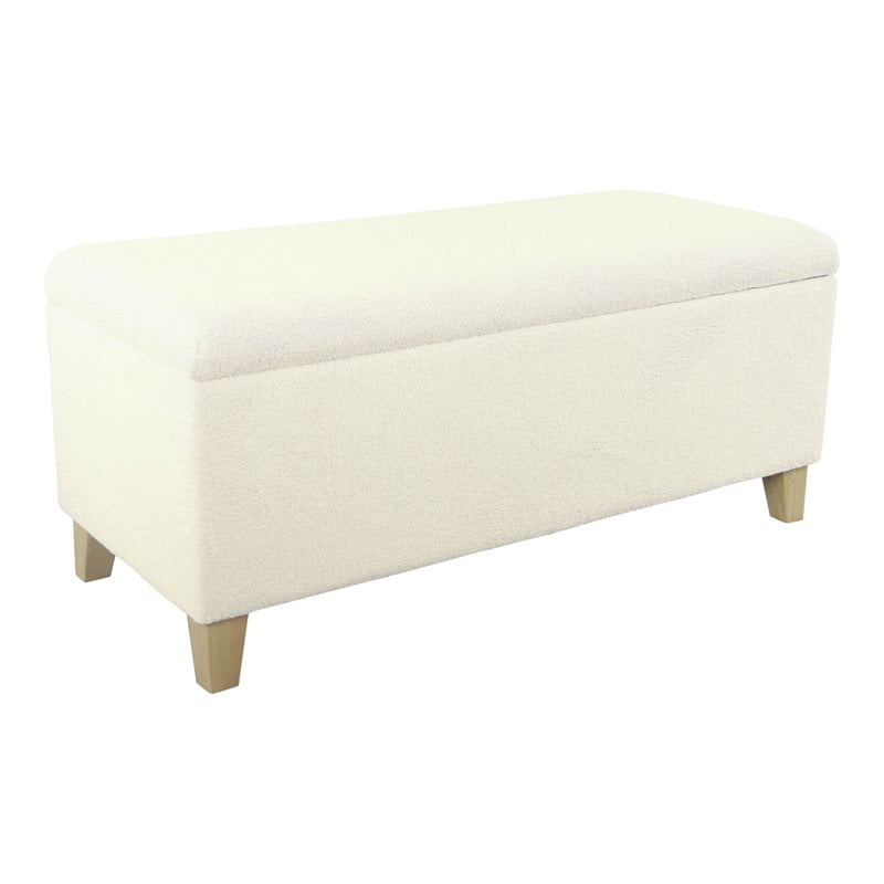 HomePop Sherpa Traditional Fabric Storage Bench in Cream Finish