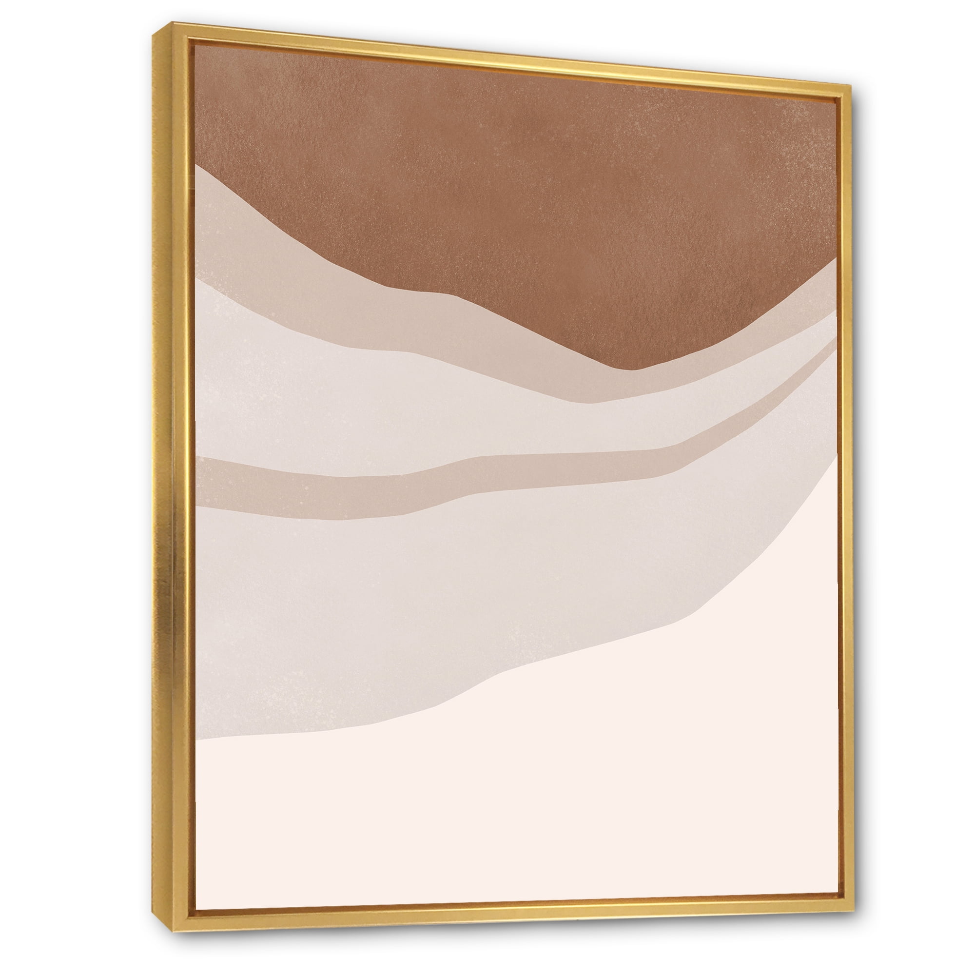 Designart 'Ivory and Terracotta Shapes with Scuff Effect' Modern Framed Canvas Wall Art Print