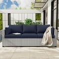 thumbnail image 3 of Pakunoda Outdoor Cushions Replacement, 8 Piece Sectional Cushion Fits 3-Seat, 4” Foam Deep Seat, for Patio Rattan Wicker Replacement Cushion, Liner&Cover, Navy Blue, 3 of 7