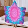 thumbnail image 5 of Pink Blue Tie Dye Flower Pattern Hooded Bath Towel，60"x35" for Ages 3 To 12 Kids, Quick Dry Lightweight Soft Microfiber Hood Beach Towel Cover Up for Kids, 5 of 7