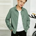 thumbnail image 5 of KAUOD Kids Corduroy Shackets Jackets Front Pockets Button Long Sleeve Coats Boys Girls Plain Soft Collar Shirt Clothes, 5 of 9