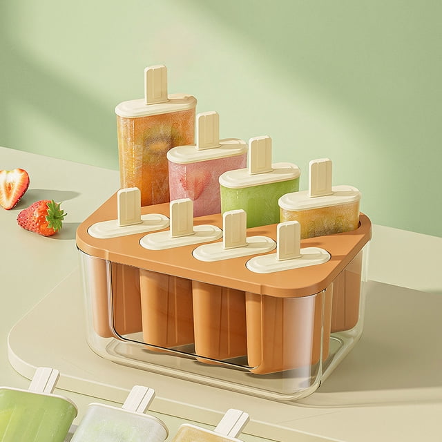 Fiudx Xiying Stackable Food-Grade Ice Cream Molds, 8-Compartment Reusable Silicone Popsicle Maker, Easy Demold, Dishwasher Safe, Bpa-Free Homemade Frozen Treats Kit