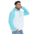 thumbnail image 3 of Satankud Men's Pullover Hoodies Plaid Jacquard Color Block Long Sleeve Casual Hooded Sweatshirts with Kanga Pockets White/Sky Blue L, 3 of 8
