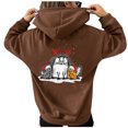 thumbnail image 1 of Mujeres Otoño Invierno Navidad Bloque de color Gato Estampado gráfico Cuello en V Manga larga Sudadera con capucha Tops Jersey Blusa Fridja FKASFK3486, 1 of 4