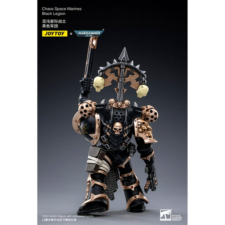 JOYTOY Warhammer 40K 1/18 Action Figure – Set 3 Pezzi Chaos Space Marines Legione Nera – Modelli Da Collezione Dipinti A Mano - 6