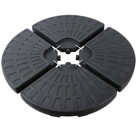 4 PCS Round Patio Umbrella Base Stand Cantilever Offset Water/Sand Filled Black