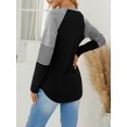 thumbnail image 2 of TEMOFON Sweatshirts for Women Color Block Crewneck Shirts Long Sleeve Tunic Tops Casual Striped Loose Fit T Shirts, 2 of 5