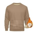 thumbnail image 2 of Men's Sherpa Sweatshirt Warm Fleece Lined Solid Color Sweatshirts Heavyweight Long Sleeve Winter Pullover Tops Khaki XL, 2 of 7
