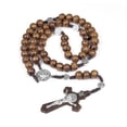 thumbnail image 4 of Rugged Durable Rosary Beads Necklace Catholic for Men with St Benedict Medal or Mary Medal and Enamel Jesus Crucifix Cross Catholic Religious Gifts, 4 of 5