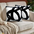 thumbnail image 5 of Black and White Throw Pillow Covers Set of 4 18x18 Inches Grey Abstract Modern Geometric Square Cushion Cases for Sofa Bed Couch Elevate Your Space with Sophisticated Decor,Black,17.71x17.71", 5 of 9