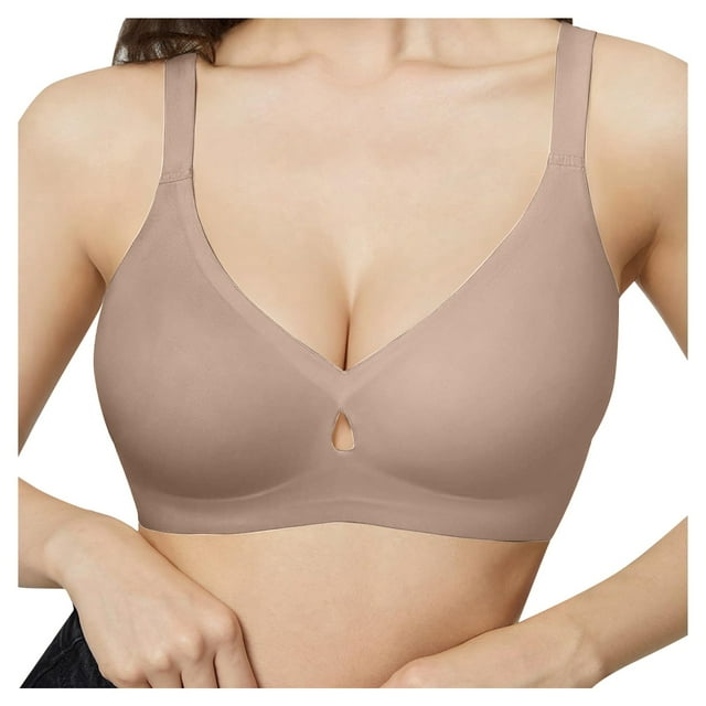 Fgnfyis Women's Solid Color Front Open Bust Support Bra Thin Style with Easy on Design Bras for Women Grey L