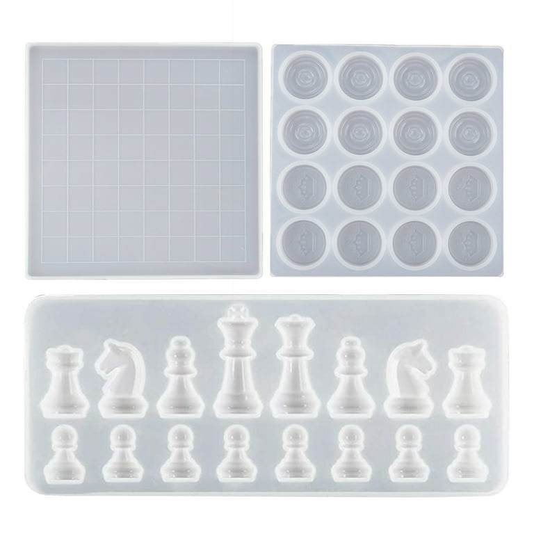 Chess Board Silicone Mold International Chess Epoxy Resin Casting Mold  Chess Set with Checkers Board Silicone