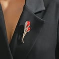 thumbnail image 6 of Opvise Lady Lapel Brooch Red Tulip Shape Rhinestone Decor Suit Coat Collar Formal Occasion Commute Office Clothes Pin Party Prom Jewelry, 6 of 7