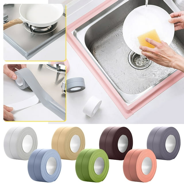 Fiudx Cinta Adhesiva Impermeable para Esquinas de Pared, Fácil de Limpiar, Diseño En Ángulo Recto, Pvc, para Uso Doméstico, Baño y Cocina, Aplicación Flexible, 3,2 M de Largo, 3,8 Cm de Ancho.