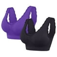 thumbnail image 2 of Lovskoo 2Pc Women's Sports Bra Lace Cami Bra Wireless Tank Top Bra Comfortable Everyday Bras For Women Leisure Purple, 2 of 9