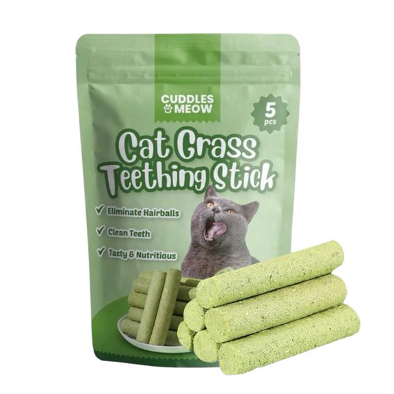1 Pcs, Lot de 6 Bâtonnets d'Herbe à Chat pour Enlever les Boules de Poils, Épilation Douce, Sac Instantané pour Chats, Emballage en Anglais, Bâtonnets d'Herbe à Chat Étrangers