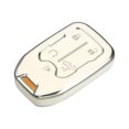 thumbnail image 1 of Funda protectora de TPU para llave inteligente de 360 grados, compatible con GMC Sierra, con 5 botones, tono blanco y plateado, 1 of 7