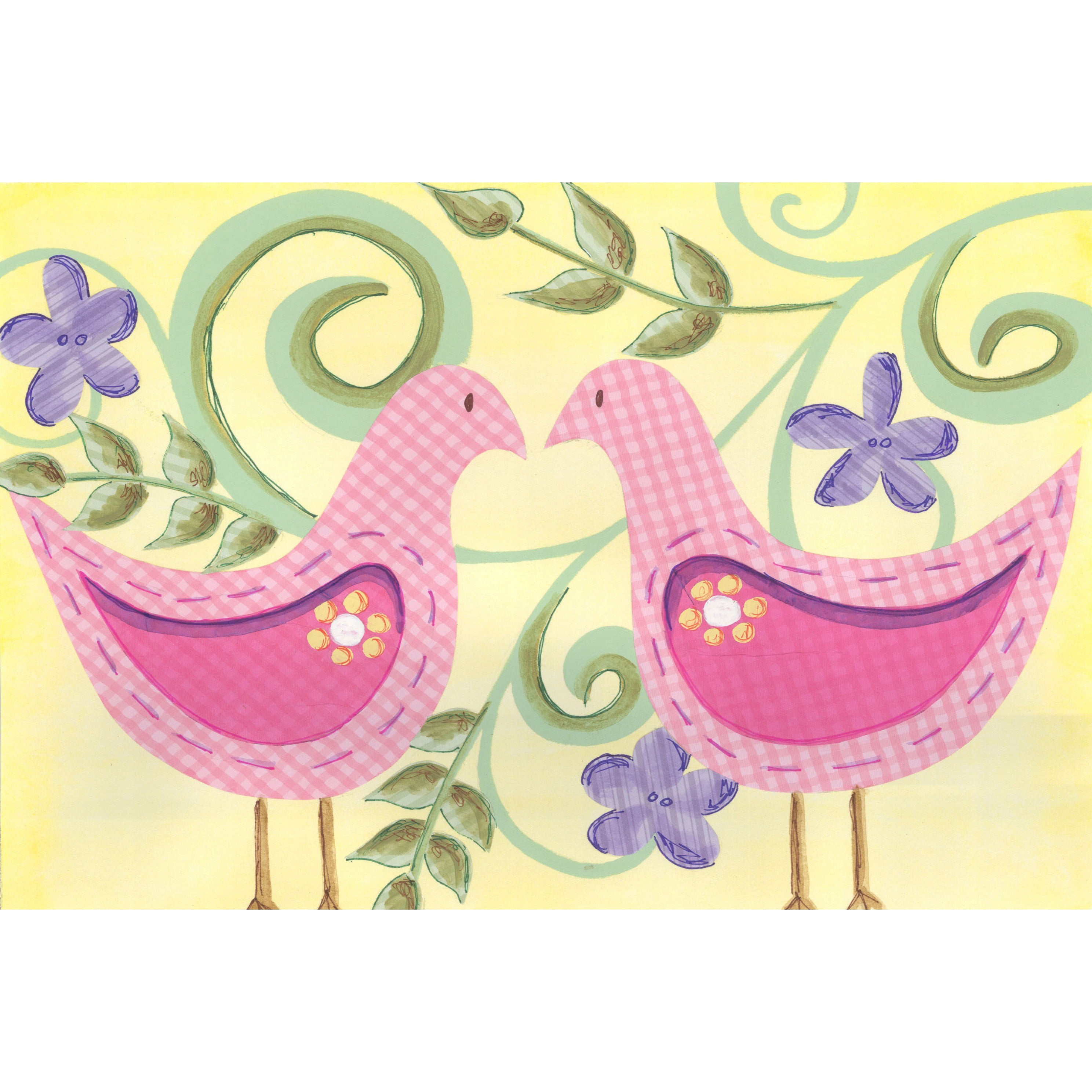 Marmont Hill "2 Birds" by Reesa Qualia Painting Print on Wrapped Canvas