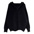 thumbnail image 3 of Feancey Oversized Knitted Cardigans for Women Hooded Loose Button Sweater Jackets Ribbed Knit Casual Solid Color Cardigan Sweaters Black Free Size, 3 of 6