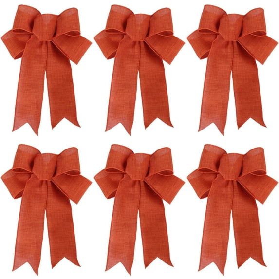 Christmas Tree Topper Bow Bundle, Christmas Tree Topper Bows Handmade Bows Flocking Cloth Outdoor Decorations 6Pcs/Set