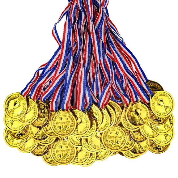 Plastic Gold Winners Medals for Children 100 Pieces