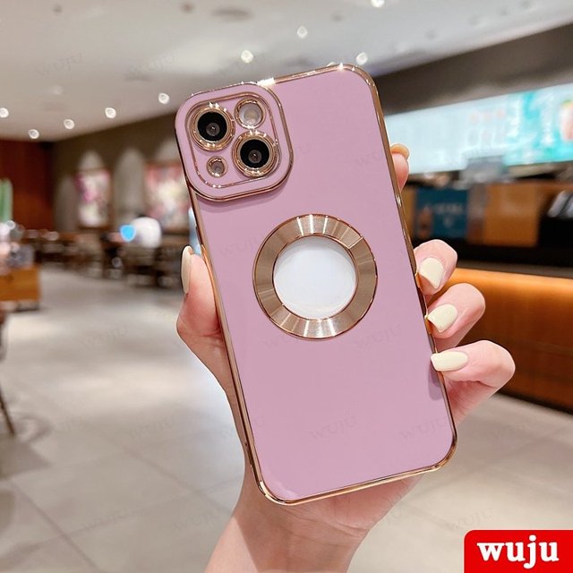 WUJU Luxury Plating Hollow Out Funda De Teléfono A Prueba De Golpes Compatible Para iPhone 11 12 13 14 Pro Max XS X XR 7 8 Plus Silicona Suave Gao Jiahui unisex