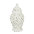 thumbnail image 1 of Sagebrook Home 15405 18 in. Ceramic Cut-Out Temple Jar, White, 1 of 1
