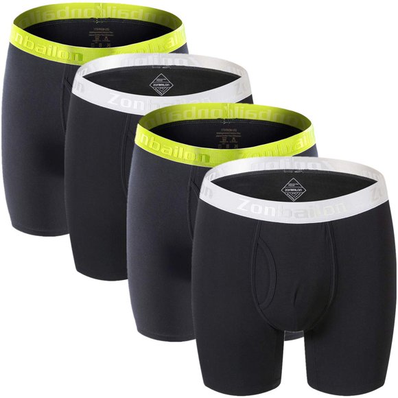 ZONBAILON sous-Vêtements Anti-Humidité pour Hommes Sans Étiquette Anti-Frottement Respirants Grande Taille Boxeurs Pack Noir TTG 2X 2TG Grande Taille 44 46