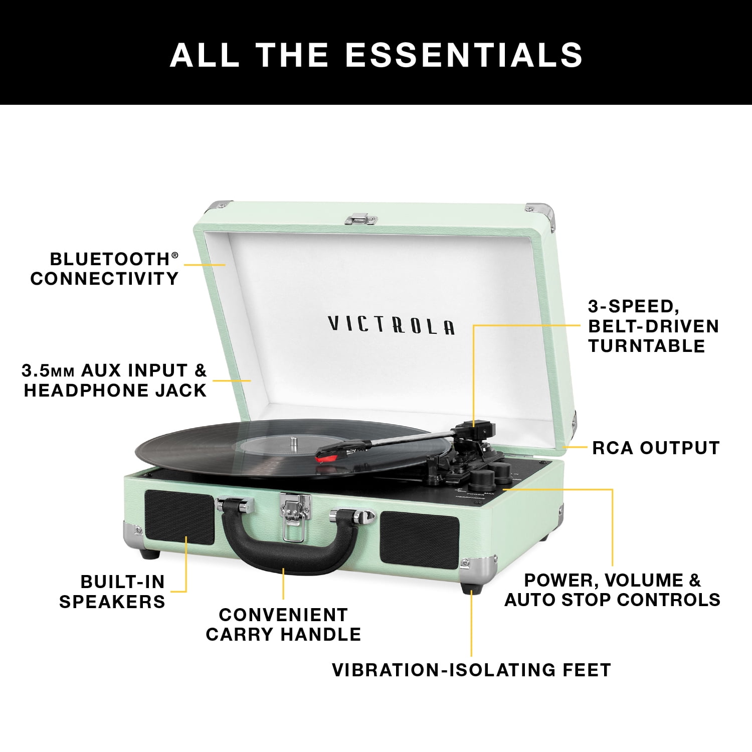 Victrolaヴィンテージ3スピードBluetoothスーツケースターンテーブルターンテーブル、ネクタイ染料 Victrola Vintage 3-Speed Bluetooth Suitcase Turntable with