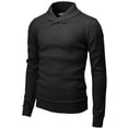 thumbnail image 1 of Mens Casual Slim Fit Knitted Pullover Sweaters Shawl Collar Solid Patterned Long Sleeve (CMOSWL077), 1 of 6