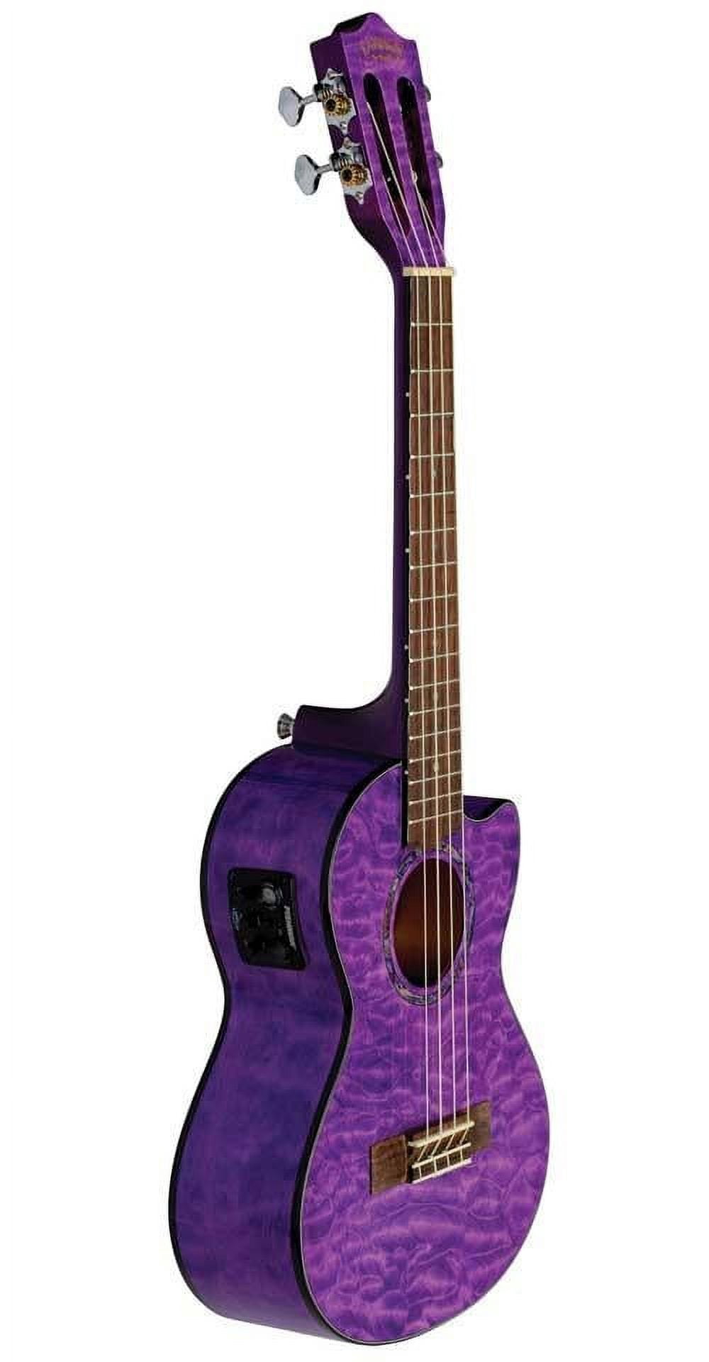 Lanikai QM-PUCET Quilted Maple Purple Stain Tenor Acoustic-Electric Ukulele