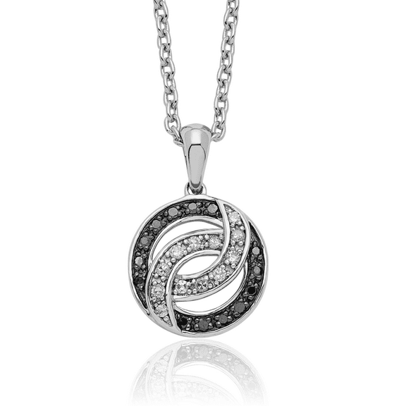 925 Sterling Silver Black White Diamond Necklace Chain