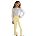 thumbnail image 2 of Girls Solid Color Stretchy Elastic Waist 7/8 Flare Pants with Ruffle Hem for Daily Wear 5-16 Years, 2 of 5