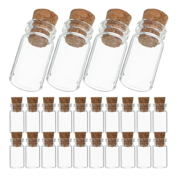 MLINS 24Pcs Small Glass Bottles With Cork Lids Mini Glass Wishing Bottles Message Glass Bottles Tiny Glass Jars with Cork Stopper