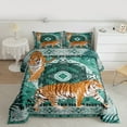 thumbnail image 3 of Feelyou Cartoon Jungle Tiger Bedding Comforter Set, Green Tribal Aztec Twin Comforter Sets, Vintage Bohemian Style Reversible Bedding Set, Microfiber Bedroom Decor, 2pcs, 3 of 9
