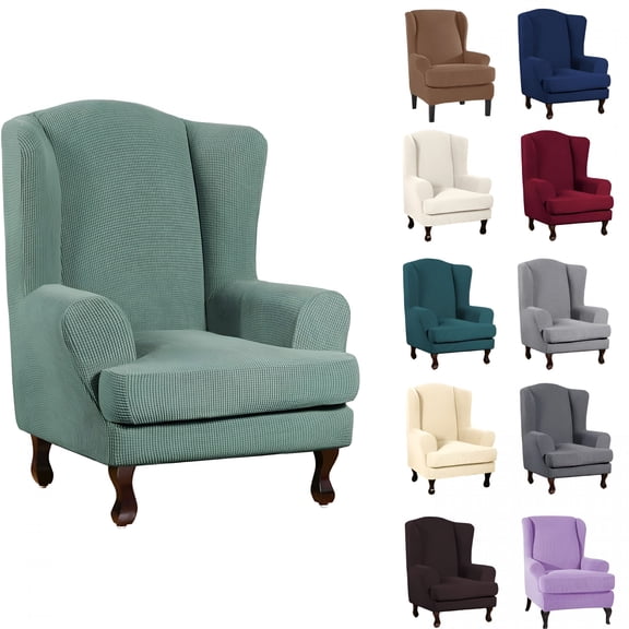 Arlajo Wing Chair Slipcovers 2 Pieces Stretch Spandex Wingback Chair Covers Sofa Slipcover Washable Armchair Protector Cover for Living Room and Bedroom
